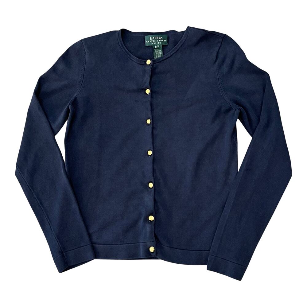 LAUREN Ralph Lauren Button Down Cardigan Sweater Women's P/P PETITE Silk Blend